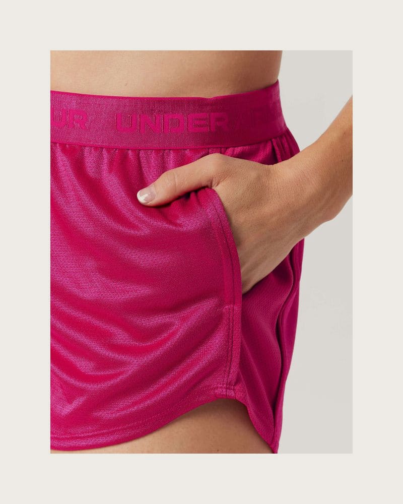 Dámske tréningové kraťasy UNDER ARMOUR Tech Play Up Shine Shorts-PPL – fotka 4