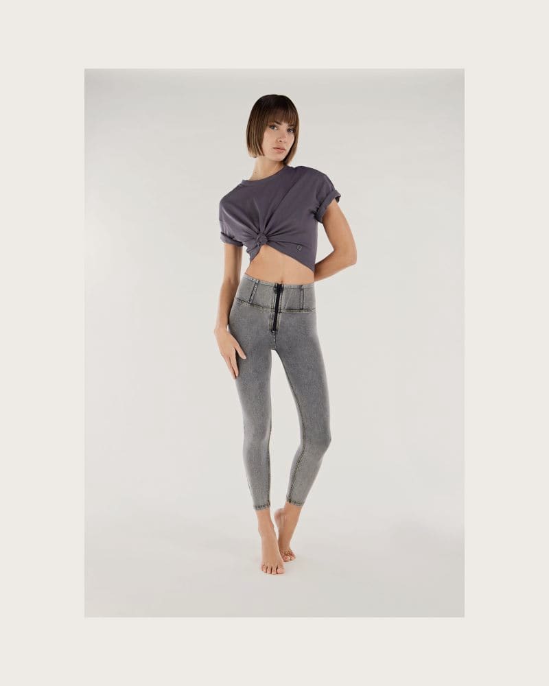 Dámske jeggings nohavice FREDDY WR.UP® superskinny push up 7 8 jeggings with high waist and zip-Grey – fotka 2