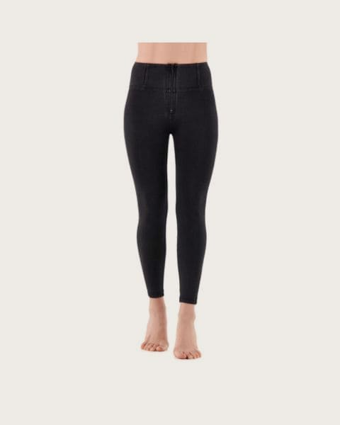 Dámske jeggings nohavice FREDDY WR.UP® superskinny push up 7 8 jeggings with high waist and zip-Black