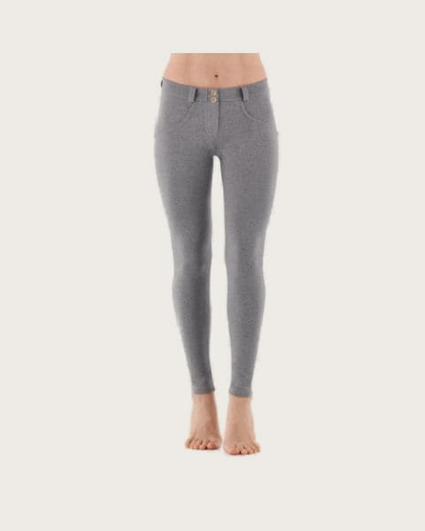 Dámske jeggings nohavice FREDDY WR.UP® skinny push up organic cotton trousers with regular waist-Grey