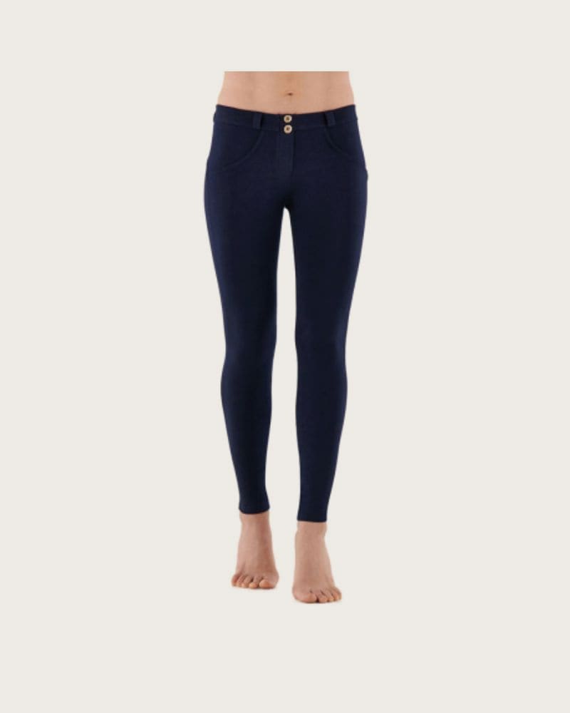 Dámske jeggings nohavice FREDDY WR.UP® skinny push up organic cotton trousers with regular waist-Blue