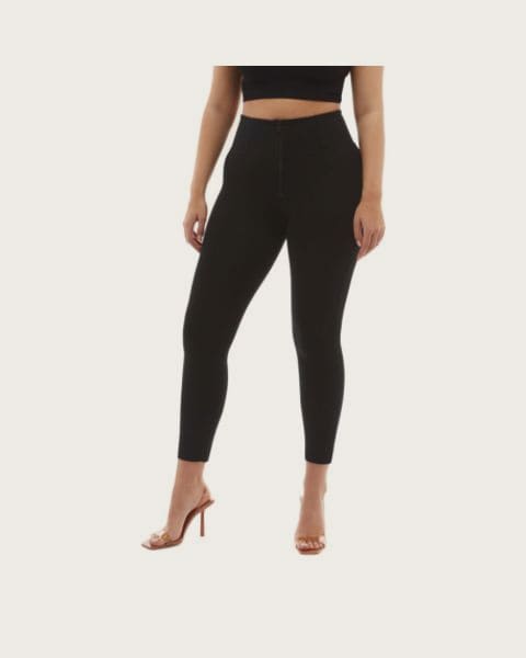 Dámske jeggings nohavice FREDDY WR.UP® superskinny push up 7 8 trousers with high waist and zip-Black