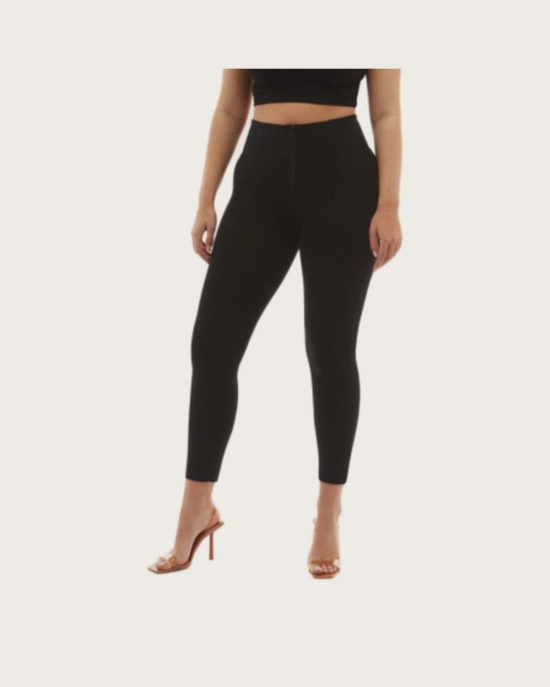 Dámske jeggings nohavice FREDDY WR.UP® superskinny push up 7 8 trousers with high waist and zip-Black