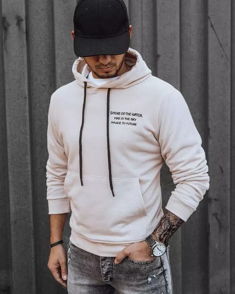 Mikina s kapucňou v ecru farbe