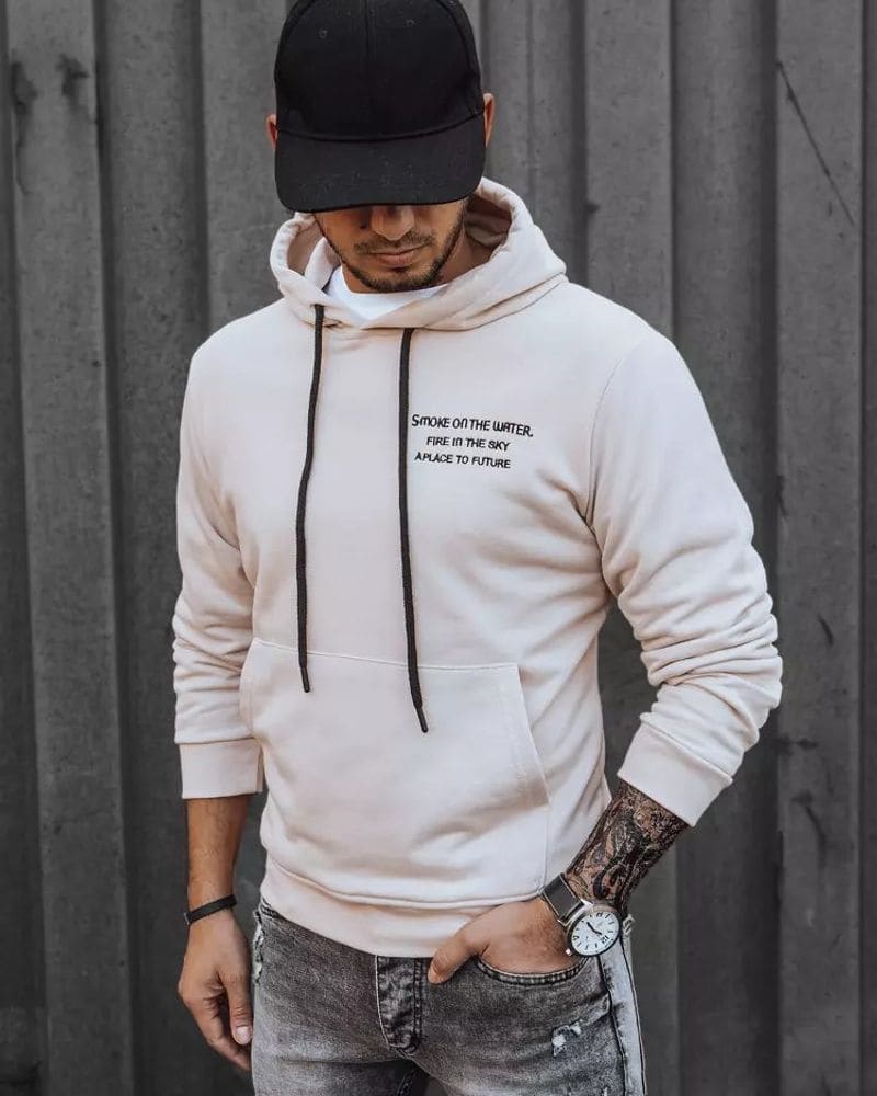 Mikina s kapucňou v ecru farbe