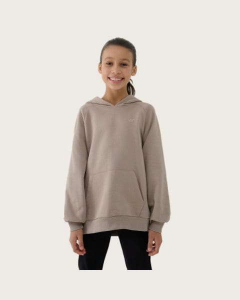 Dievčenská mikina s kapucňou 4F JUNIOR SWEATSHIRT-JWSS25TSWSF1478-83S-BEIGE