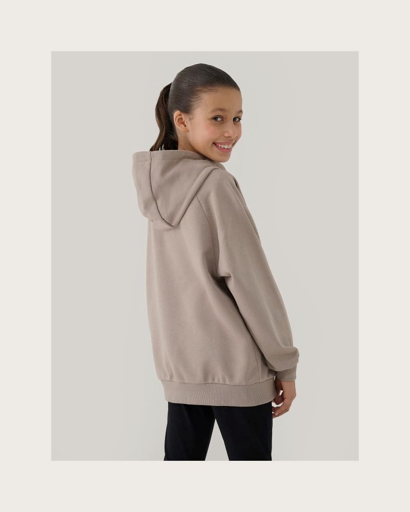 Dievčenská mikina s kapucňou 4F JUNIOR SWEATSHIRT-JWSS25TSWSF1478-83S-BEIGE – fotka 4