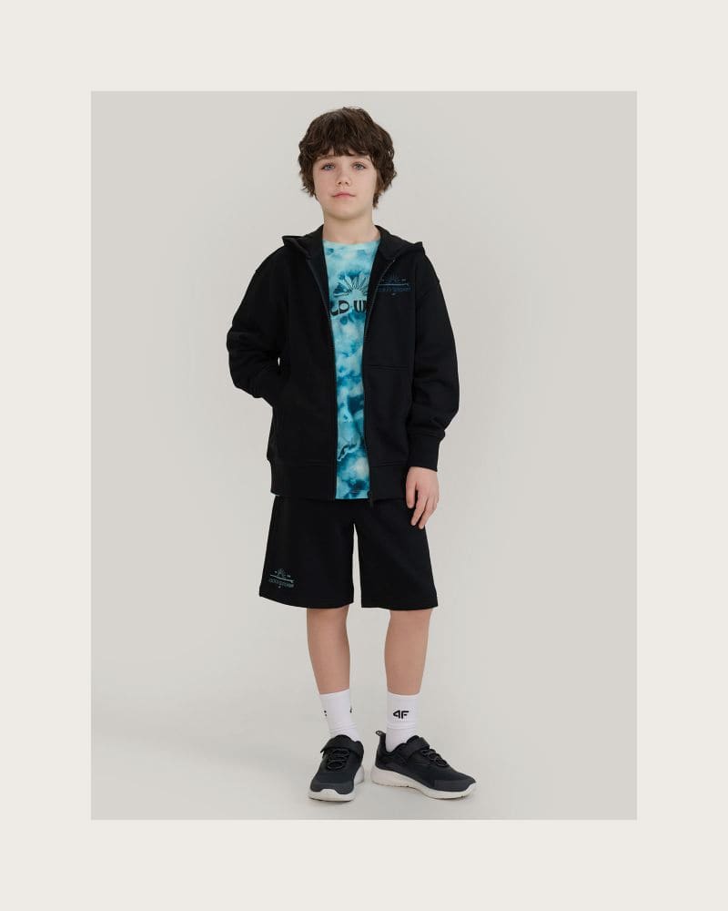 Chlapčenská mikina so zipsom 4F JUNIOR SWEATSHIRT-JWSS25TSWSM1522-20S-BLACK – fotka 4