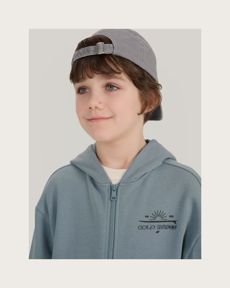 Chlapčenská mikina so zipsom 4F JUNIOR SWEATSHIRT-JWSS25TSWSM1522-46S-TURQUISE – fotka 2