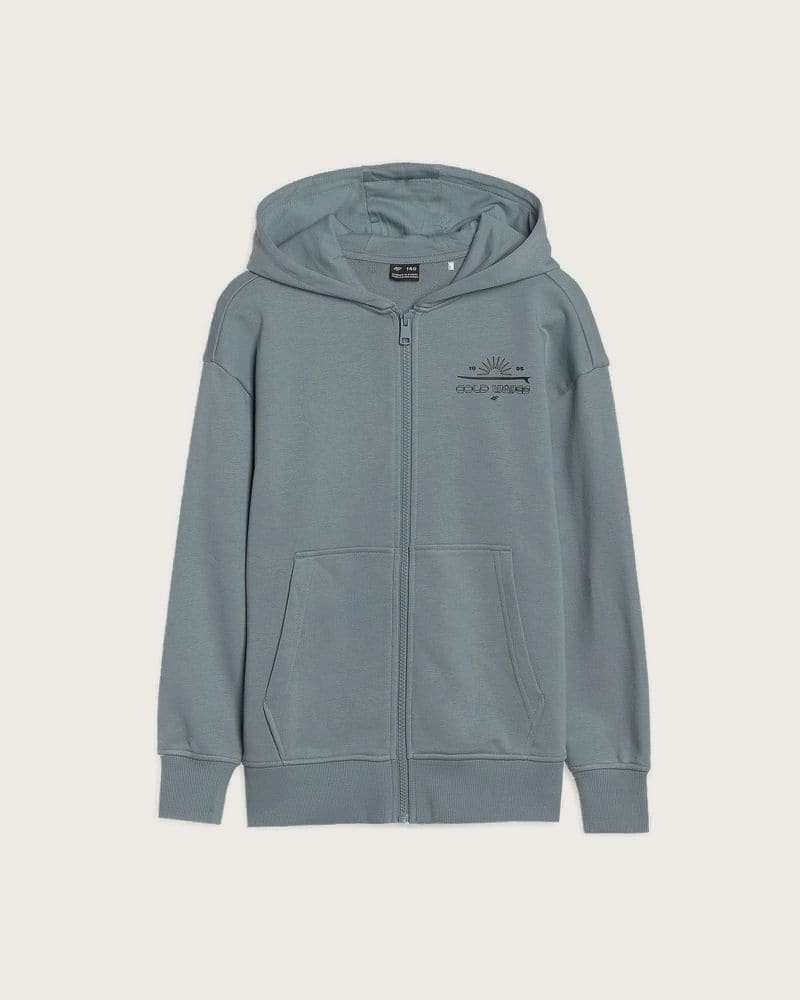 Chlapčenská mikina so zipsom 4F JUNIOR SWEATSHIRT-JWSS25TSWSM1522-46S-TURQUISE – fotka 5