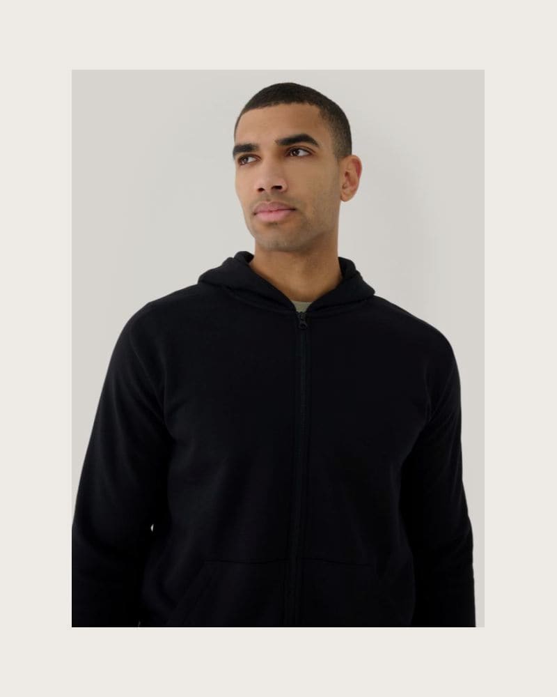 Pánska mikina so zipsom 4F SWEATSHIRT-WSS25TSWSM1584-20S-DEEP BLACK – fotka 2