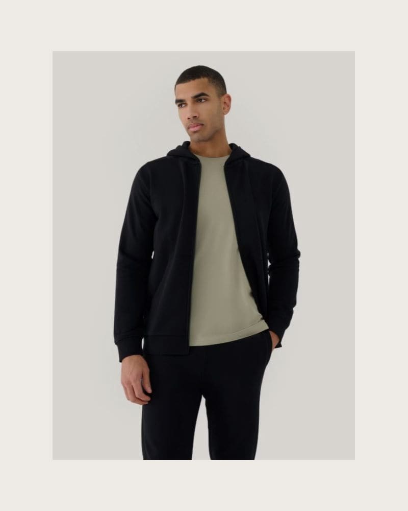 Pánska mikina so zipsom 4F SWEATSHIRT-WSS25TSWSM1584-20S-DEEP BLACK – fotka 3