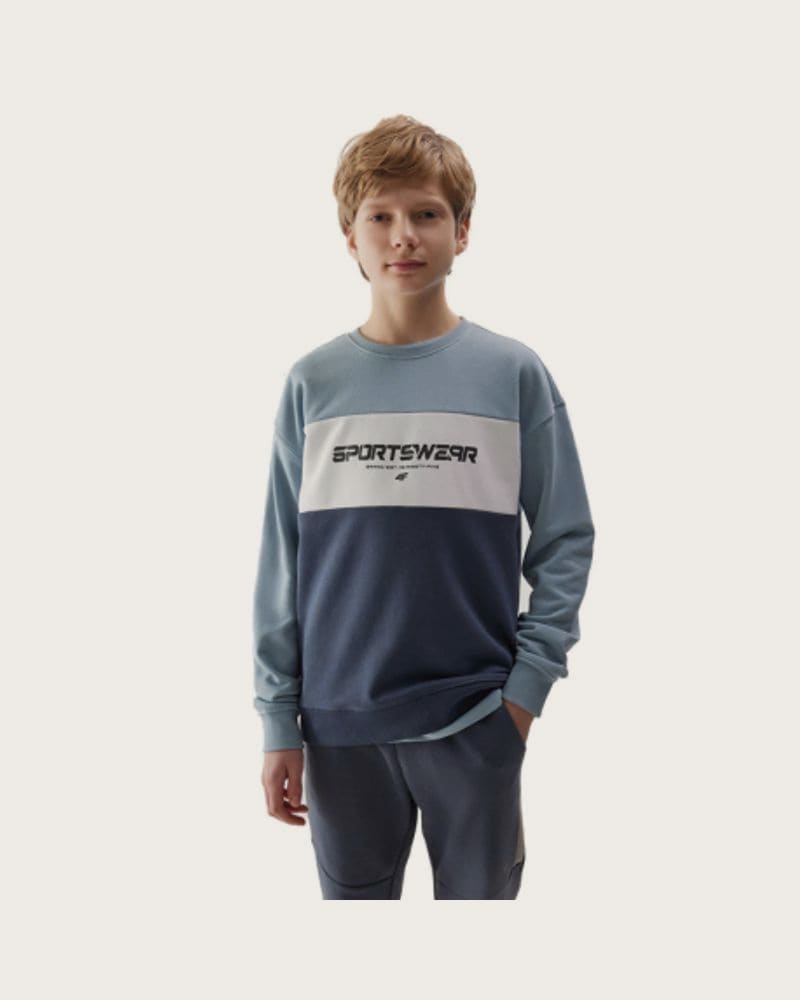 Chlapčenská mikina 4F JUNIOR SWEATSHIRT-JWSS24TSWSM0923-34S-LIGHT BLUE