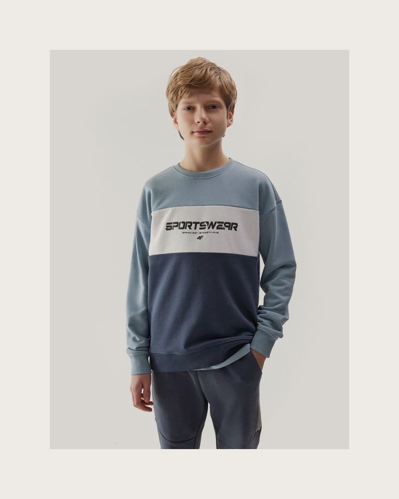 Chlapčenská mikina 4F JUNIOR SWEATSHIRT-JWSS24TSWSM0923-34S-LIGHT BLUE – fotka 2