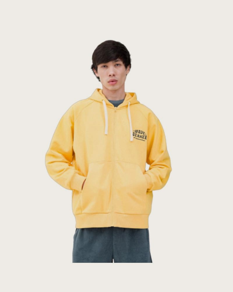 Pánska mikina so zipsom 4F SWEATSHIRT-WSS24TSWSM1029-71S-YELLOW