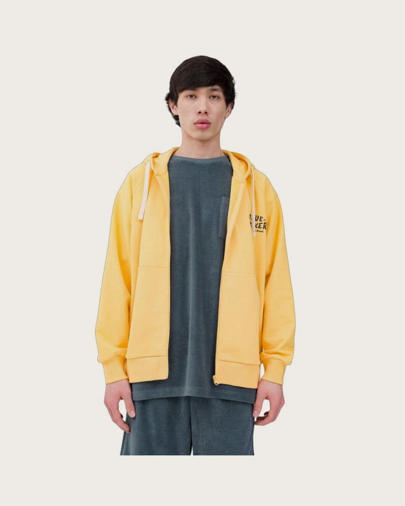 Pánska mikina so zipsom 4F SWEATSHIRT-WSS24TSWSM1029-71S-YELLOW – fotka 2