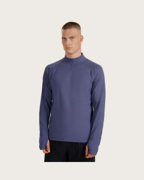 Pánska zateplená bežecká mikina s 1 2 zipsom 4F SWEATSHIRT FNK M576-WAW25TFSWM576-32S-DENIM