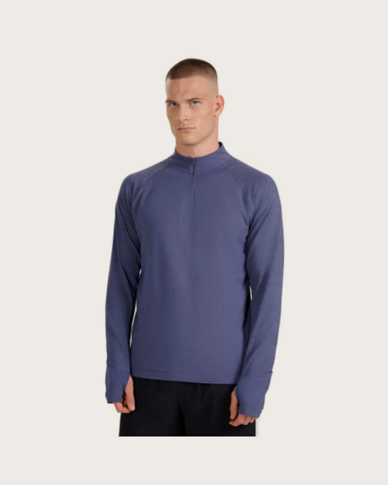 Pánska zateplená bežecká mikina s 1 2 zipsom 4F SWEATSHIRT FNK M576-WAW25TFSWM576-32S-DENIM
