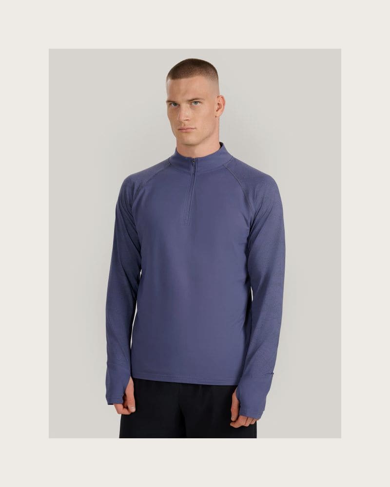 Pánska zateplená bežecká mikina s 1 2 zipsom 4F SWEATSHIRT FNK M576-WAW25TFSWM576-32S-DENIM – fotka 2