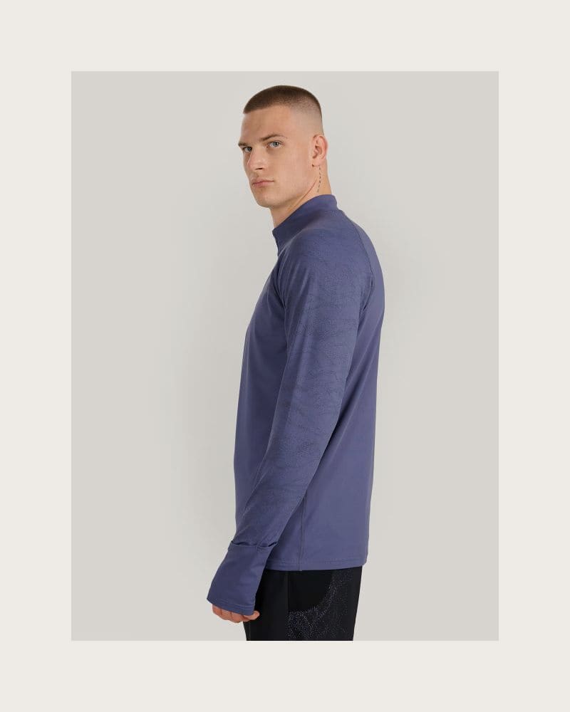 Pánska zateplená bežecká mikina s 1 2 zipsom 4F SWEATSHIRT FNK M576-WAW25TFSWM576-32S-DENIM – fotka 3