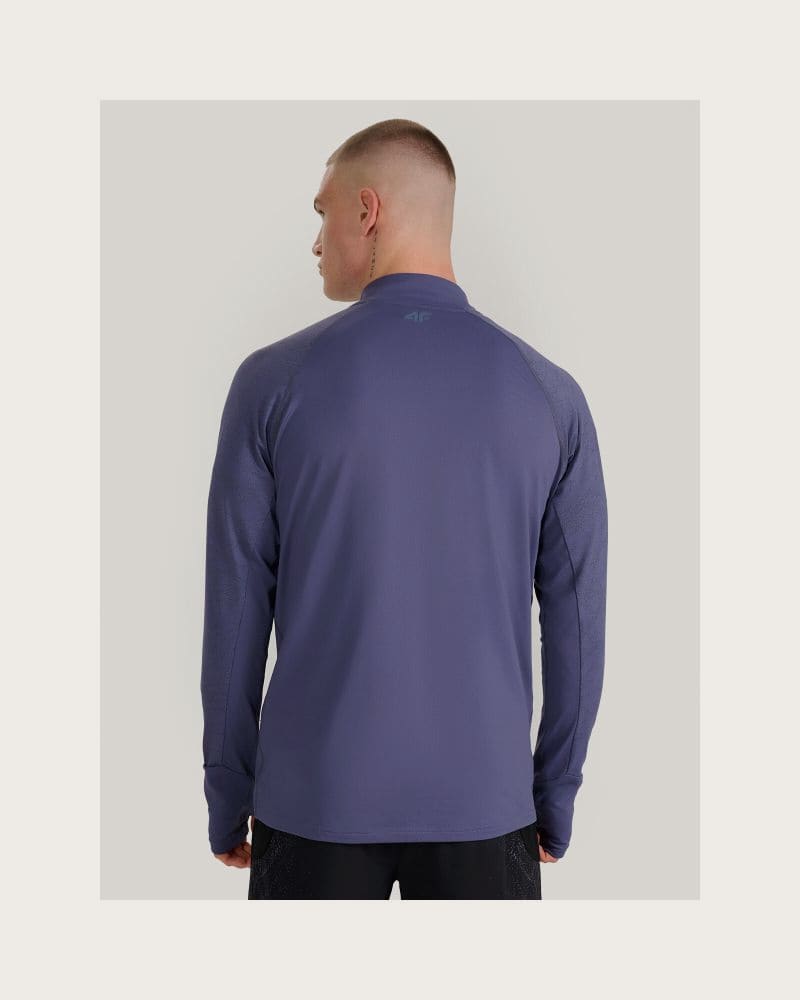 Pánska zateplená bežecká mikina s 1 2 zipsom 4F SWEATSHIRT FNK M576-WAW25TFSWM576-32S-DENIM – fotka 4