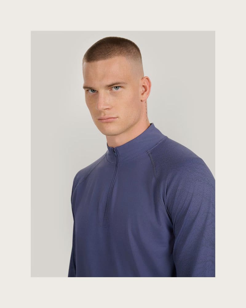 Pánska zateplená bežecká mikina s 1 2 zipsom 4F SWEATSHIRT FNK M576-WAW25TFSWM576-32S-DENIM – fotka 6