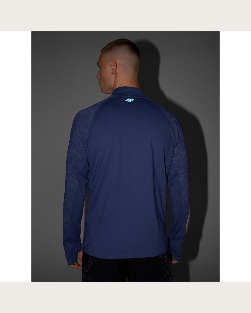 Pánska zateplená bežecká mikina s 1 2 zipsom 4F SWEATSHIRT FNK M576-WAW25TFSWM576-32S-DENIM – fotka 8