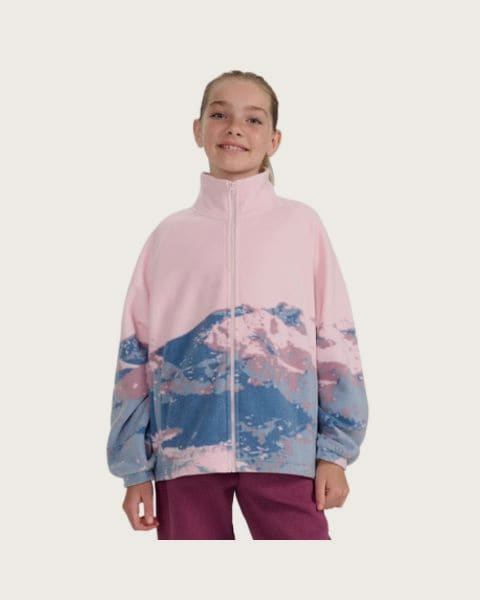 Dievčenská flisová mikina so zipsom 4F JUNIOR FLEECE F344-4FJWAW25TFLEF344-91A-MULTICOLOUR 1 ALLOVER