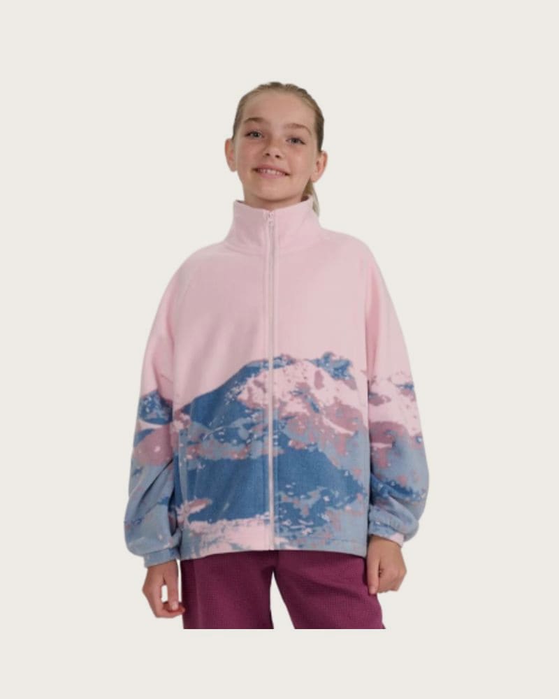 Dievčenská flisová mikina so zipsom 4F JUNIOR FLEECE F344-4FJWAW25TFLEF344-91A-MULTICOLOUR 1 ALLOVER