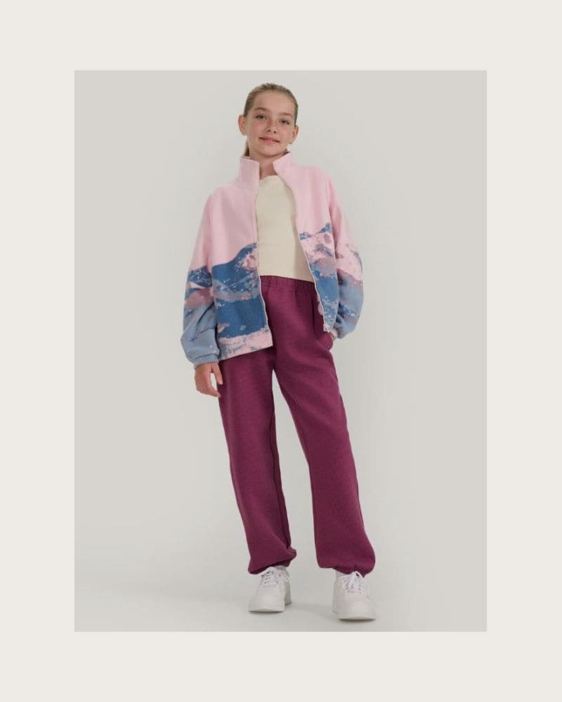 Dievčenská flisová mikina so zipsom 4F JUNIOR FLEECE F344-4FJWAW25TFLEF344-91A-MULTICOLOUR 1 ALLOVER – fotka 6
