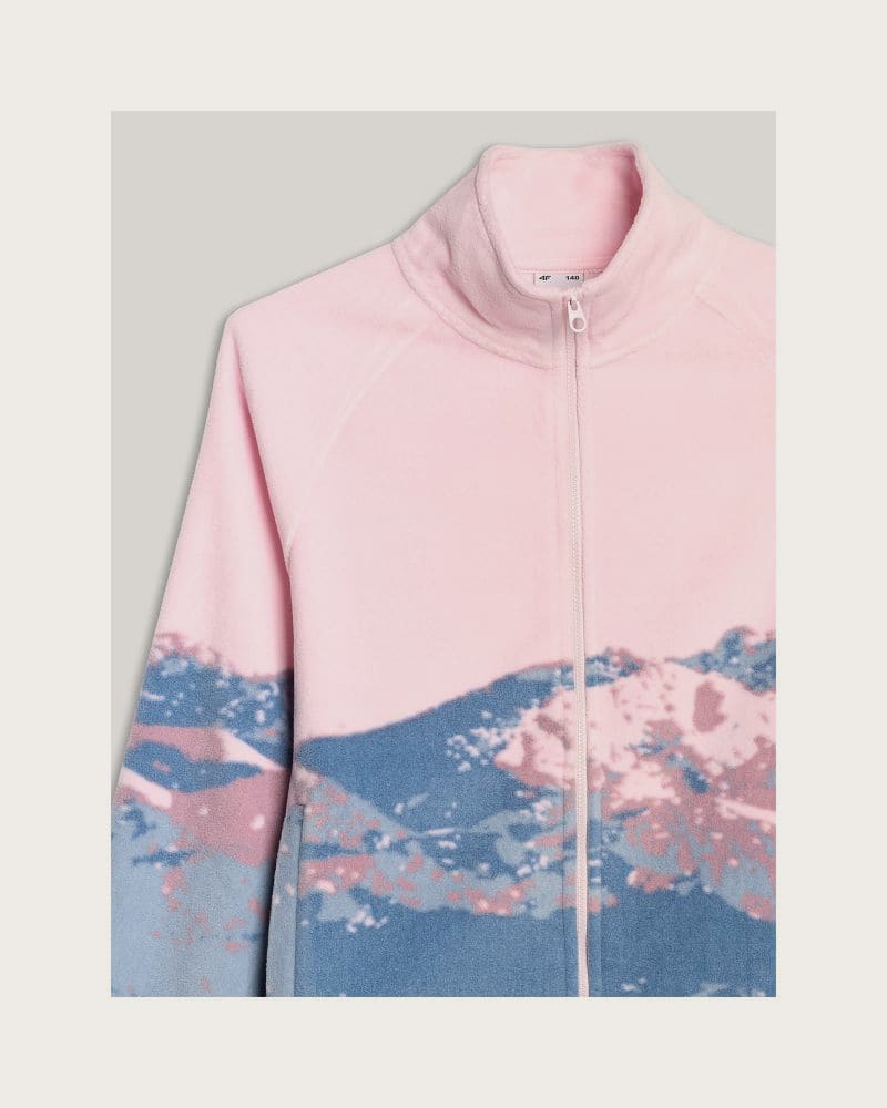 Dievčenská flisová mikina so zipsom 4F JUNIOR FLEECE F344-4FJWAW25TFLEF344-91A-MULTICOLOUR 1 ALLOVER – fotka 8