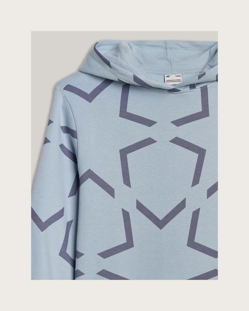 Dievčenská mikina s kapucňou 4F JUNIOR SWEATSHIRT F1937-4FJWAW25TSWSF1937-34A-LIGHT BLUE ALLOVER – fotka 3