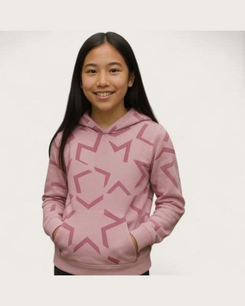 Dievčenská mikina s kapucňou 4F JUNIOR SWEATSHIRT F1937-4FJWAW25TSWSF1937-56A-LIGHT PINK ALLOVER