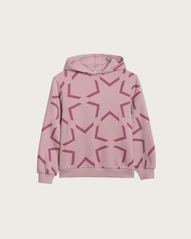Dievčenská mikina s kapucňou 4F JUNIOR SWEATSHIRT F1937-4FJWAW25TSWSF1937-56A-LIGHT PINK ALLOVER – fotka 2