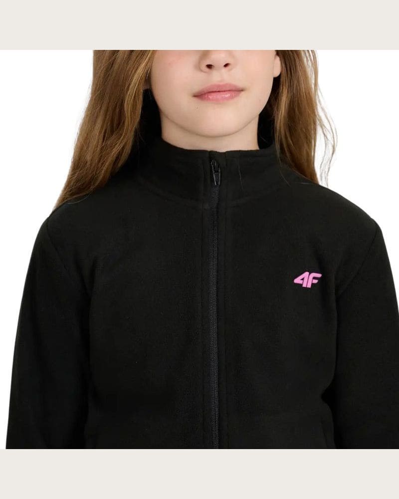 Dievčenská flisová mikina so zipsom 4F JUNIOR FLEECE F346-4FJWAW25TFLEF346-20S-DEEP BLACK – fotka 2