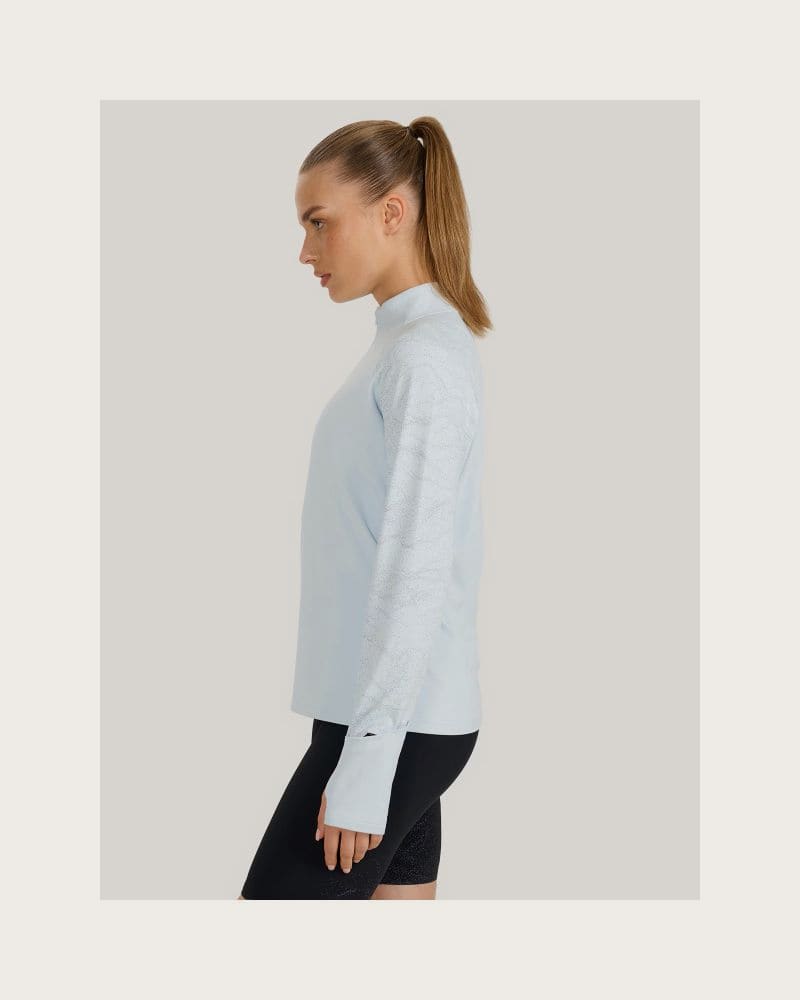 Dámska zateplená bežecká mikina s 1 2 zipsom 4F SWEATSHIRT FNK F578-WAW25TFSWF578-34S-LIGHT BLUE – fotka 3