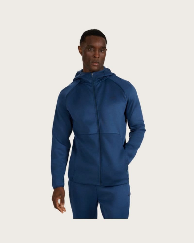 Pánska zateplená tréningová mikina so zipsom 4F SWEATSHIRT FNK M560-WAW25TFSWM560-32S-DENIM