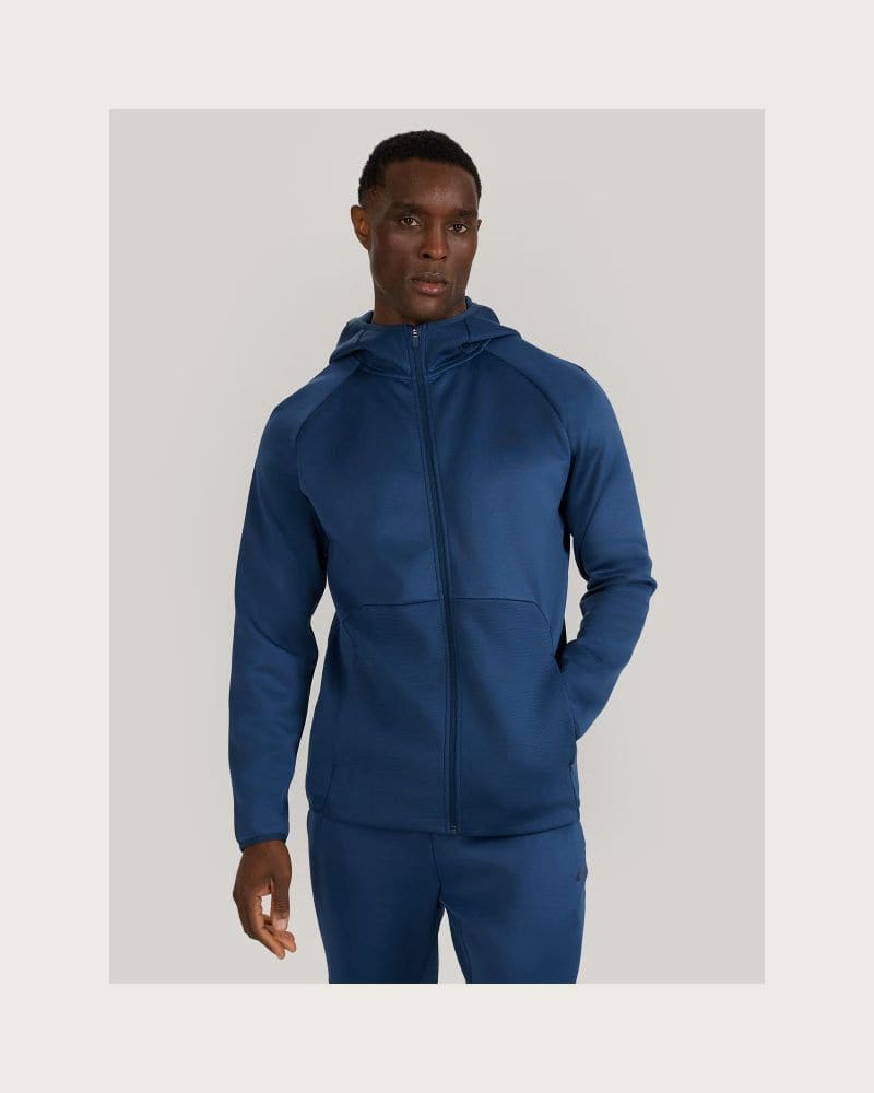 Pánska zateplená tréningová mikina so zipsom 4F SWEATSHIRT FNK M560-WAW25TFSWM560-32S-DENIM – fotka 2