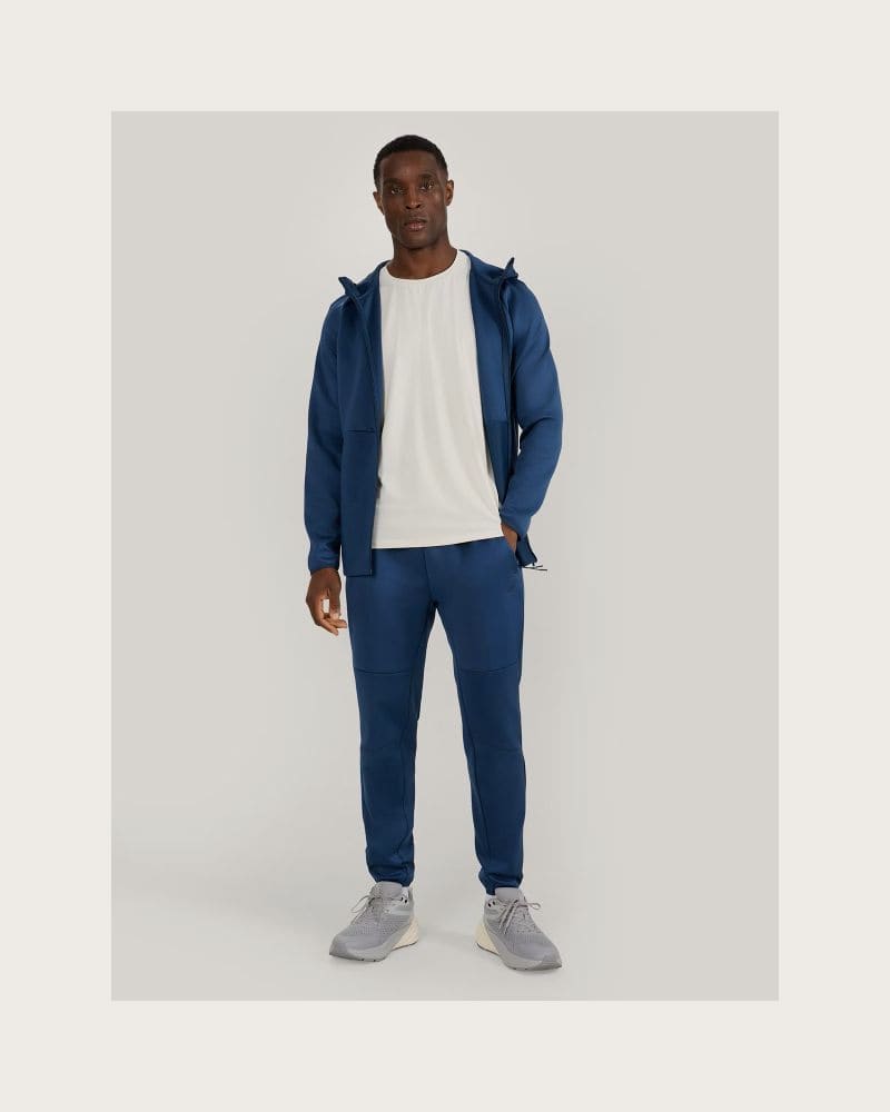 Pánska zateplená tréningová mikina so zipsom 4F SWEATSHIRT FNK M560-WAW25TFSWM560-32S-DENIM – fotka 4