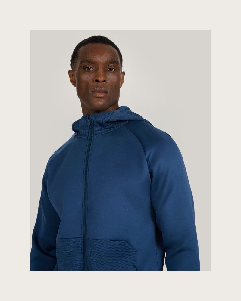 Pánska zateplená tréningová mikina so zipsom 4F SWEATSHIRT FNK M560-WAW25TFSWM560-32S-DENIM – fotka 6