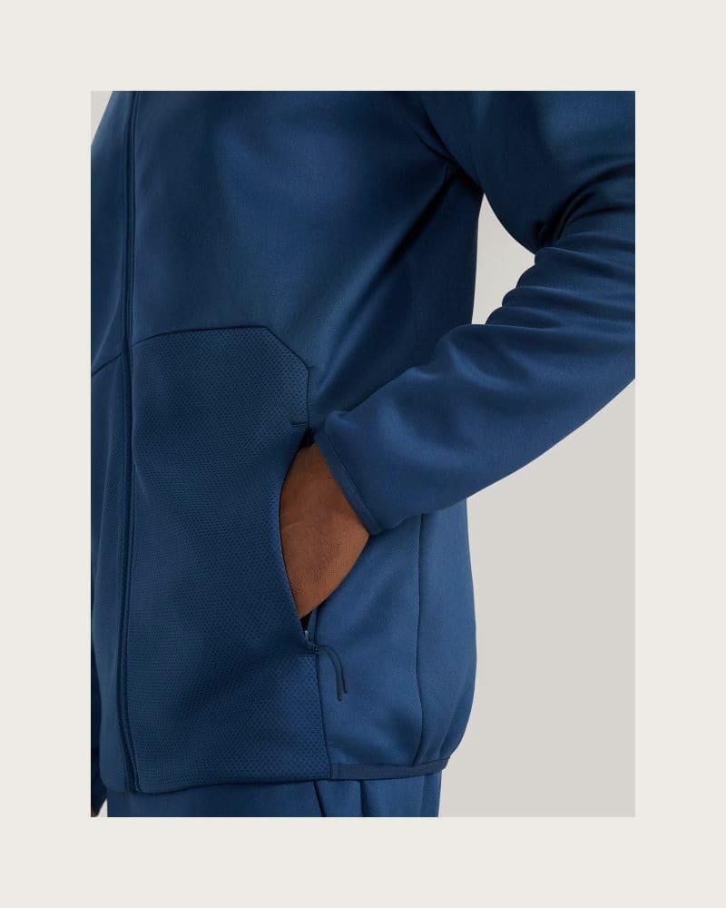 Pánska zateplená tréningová mikina so zipsom 4F SWEATSHIRT FNK M560-WAW25TFSWM560-32S-DENIM – fotka 7