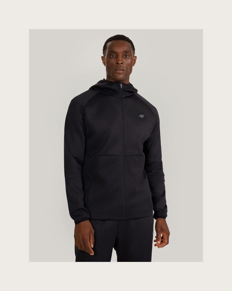 Pánska zateplená tréningová mikina so zipsom 4F SWEATSHIRT FNK M560-WAW25TFSWM560-20S-DEEP BLACK – fotka 2