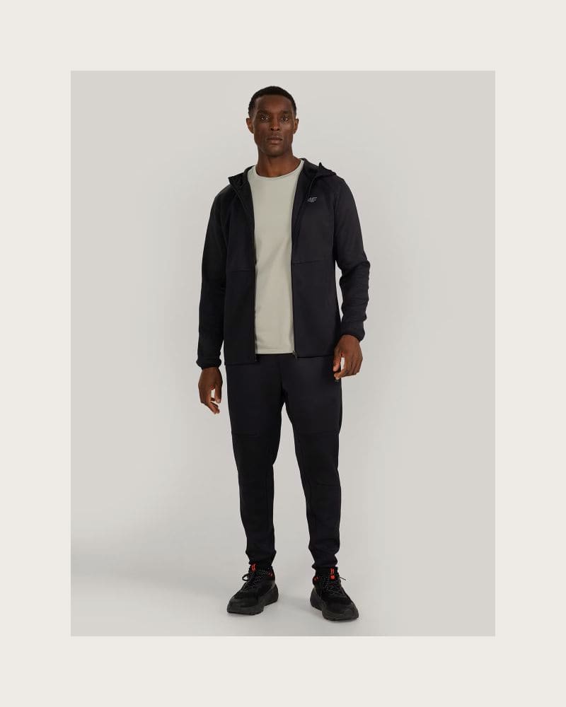 Pánska zateplená tréningová mikina so zipsom 4F SWEATSHIRT FNK M560-WAW25TFSWM560-20S-DEEP BLACK – fotka 5