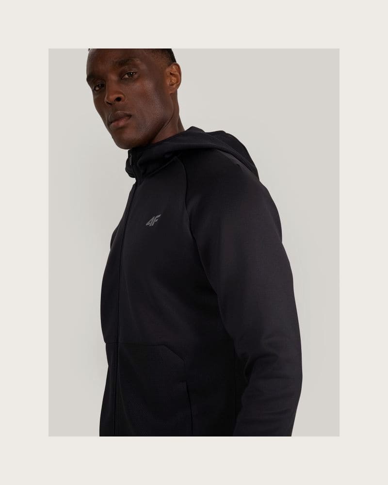 Pánska zateplená tréningová mikina so zipsom 4F SWEATSHIRT FNK M560-WAW25TFSWM560-20S-DEEP BLACK – fotka 6