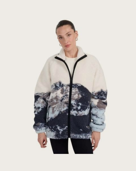 Dámska flisová mikina so zipsom 4F FLEECE U351-WAW25TFLEU351-90A-MULTICOLOUR ALLOVER
