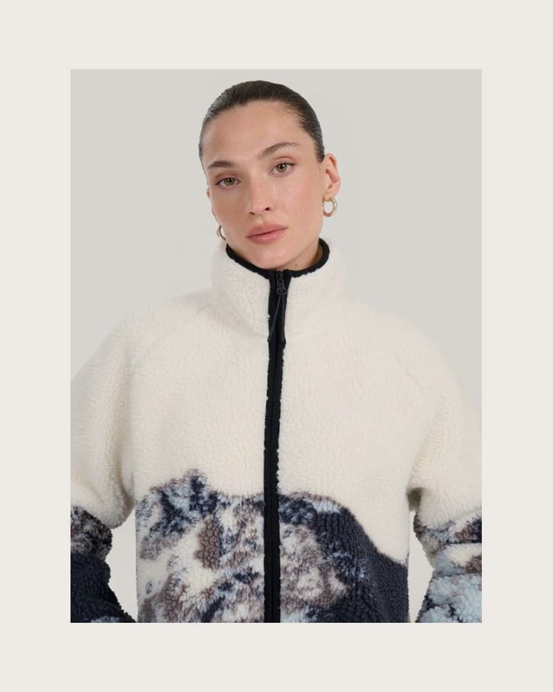 Dámska flisová mikina so zipsom 4F FLEECE U351-WAW25TFLEU351-90A-MULTICOLOUR ALLOVER – fotka 2