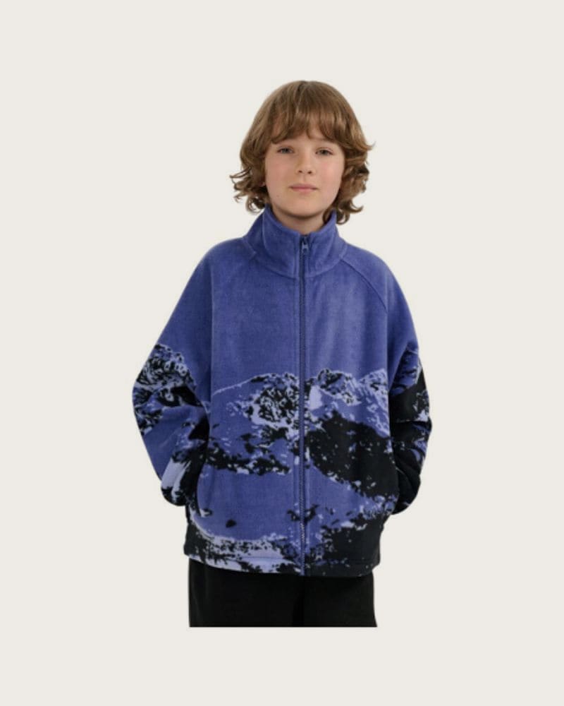 Chlapčenská flisová mikina so zipsom 4F JUNIOR FLEECE M349-4FJWAW25TFLEM349-91A-MULTICOLOUR 1 ALLOVER