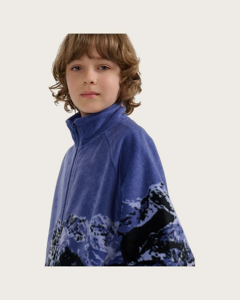 Chlapčenská flisová mikina so zipsom 4F JUNIOR FLEECE M349-4FJWAW25TFLEM349-91A-MULTICOLOUR 1 ALLOVER – fotka 2