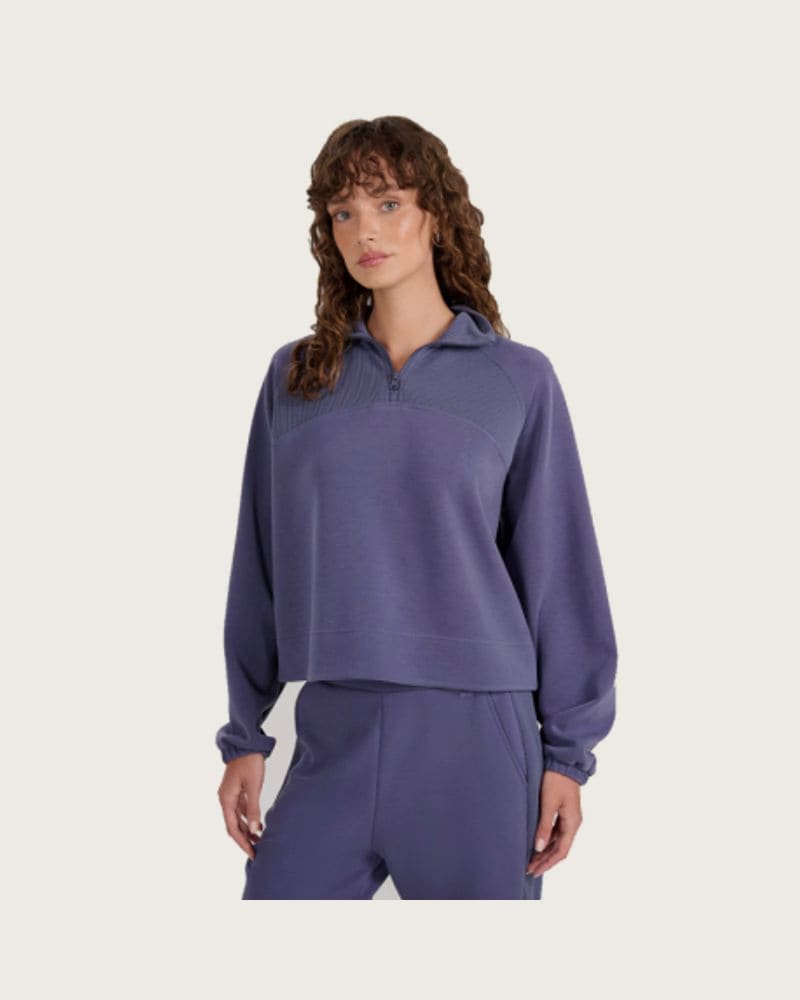 Dámska mikina s 1 2 zipsom 4F SWEATSHIRT F1836-WAW25TSWSF1836-32S-DENIM