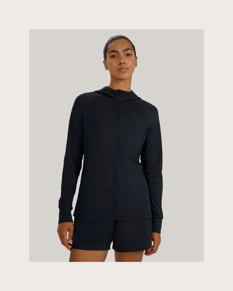 Dámska zateplená tréningová mikina so zipsom 4F SWEATSHIRT FNK F653-WMM00TFSWF653-20S-DEEP BLACK – fotka 2